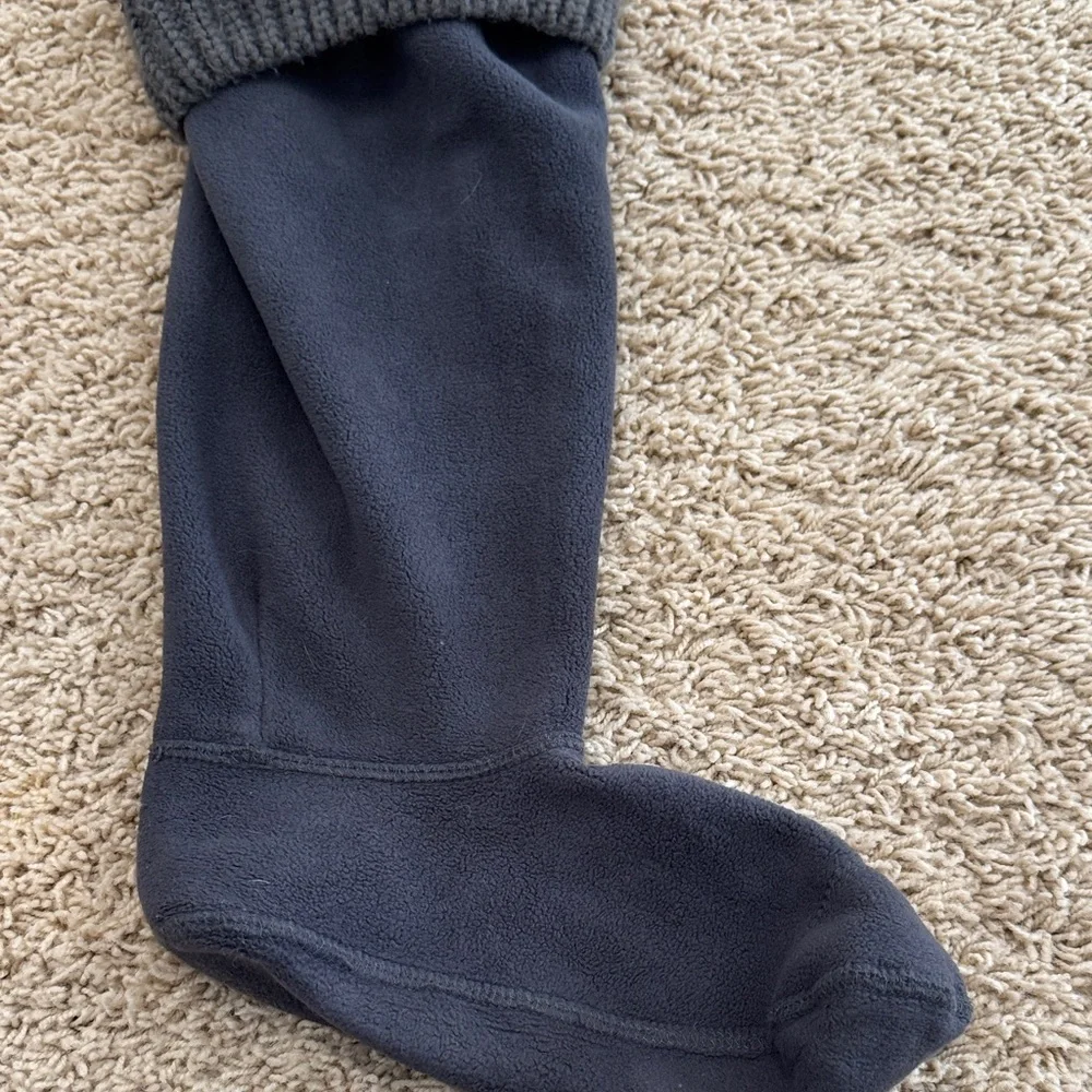 Hunter Charcoal Fleece Cardigan Stitch Tall Boot Liner Socks Womens sz  L (8-10)